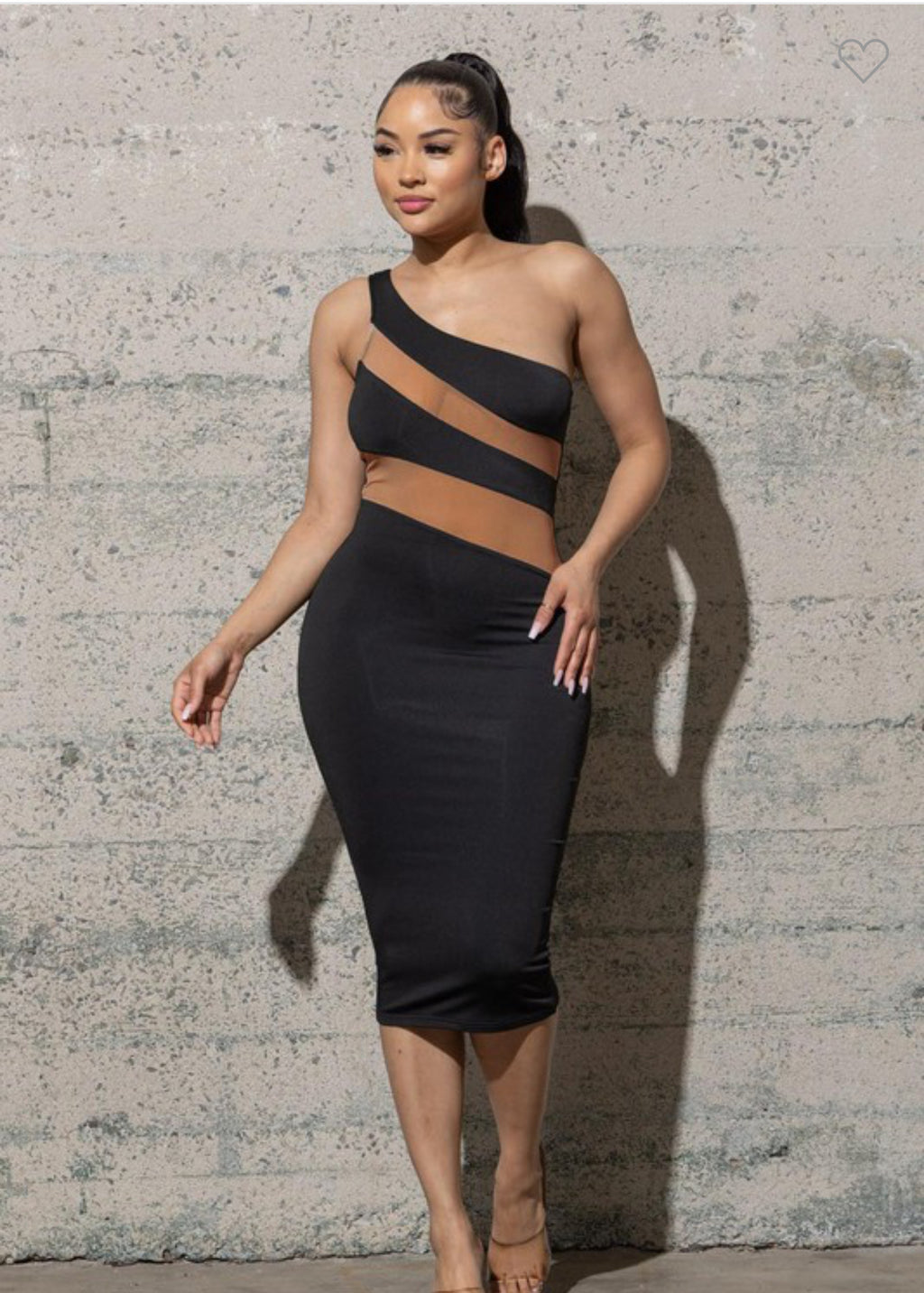 Nude and black dress