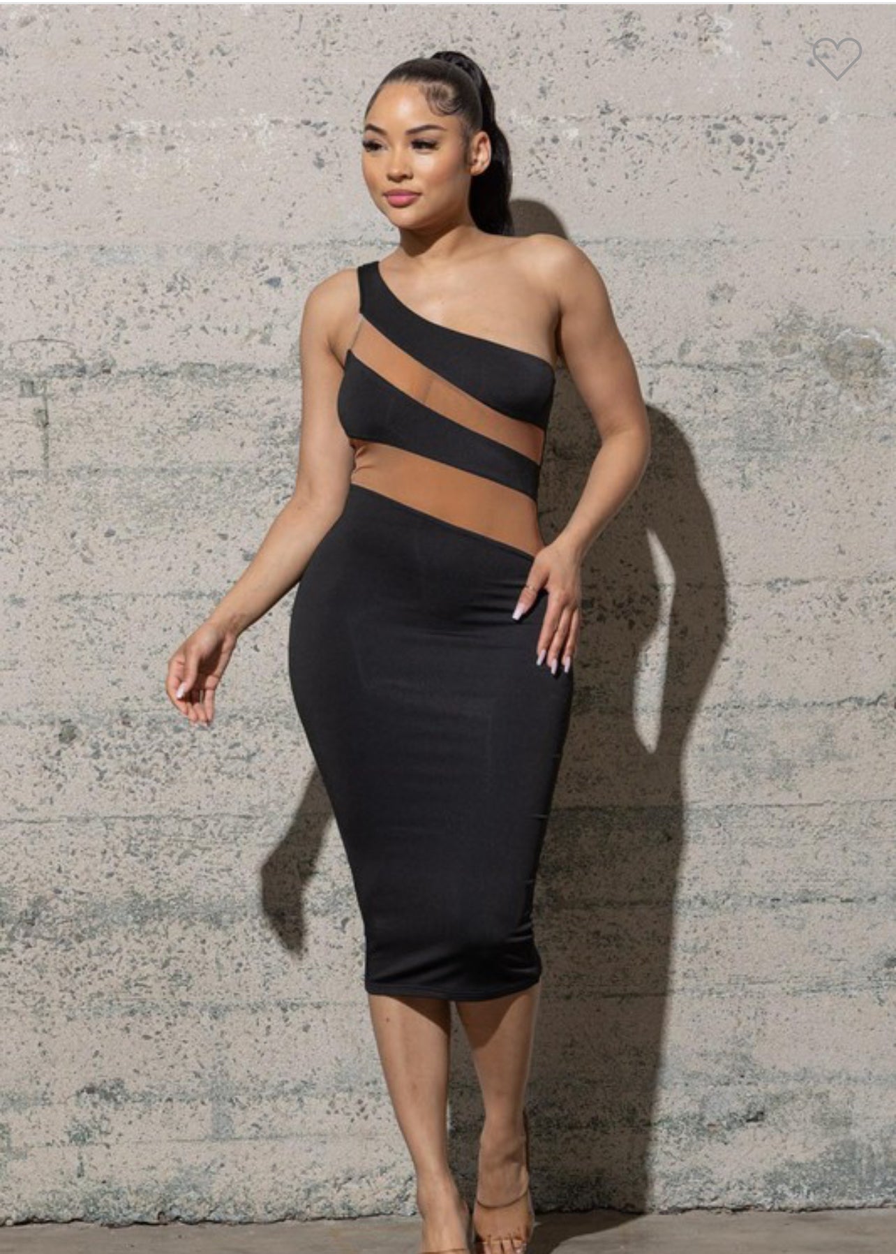 Nude and black dress